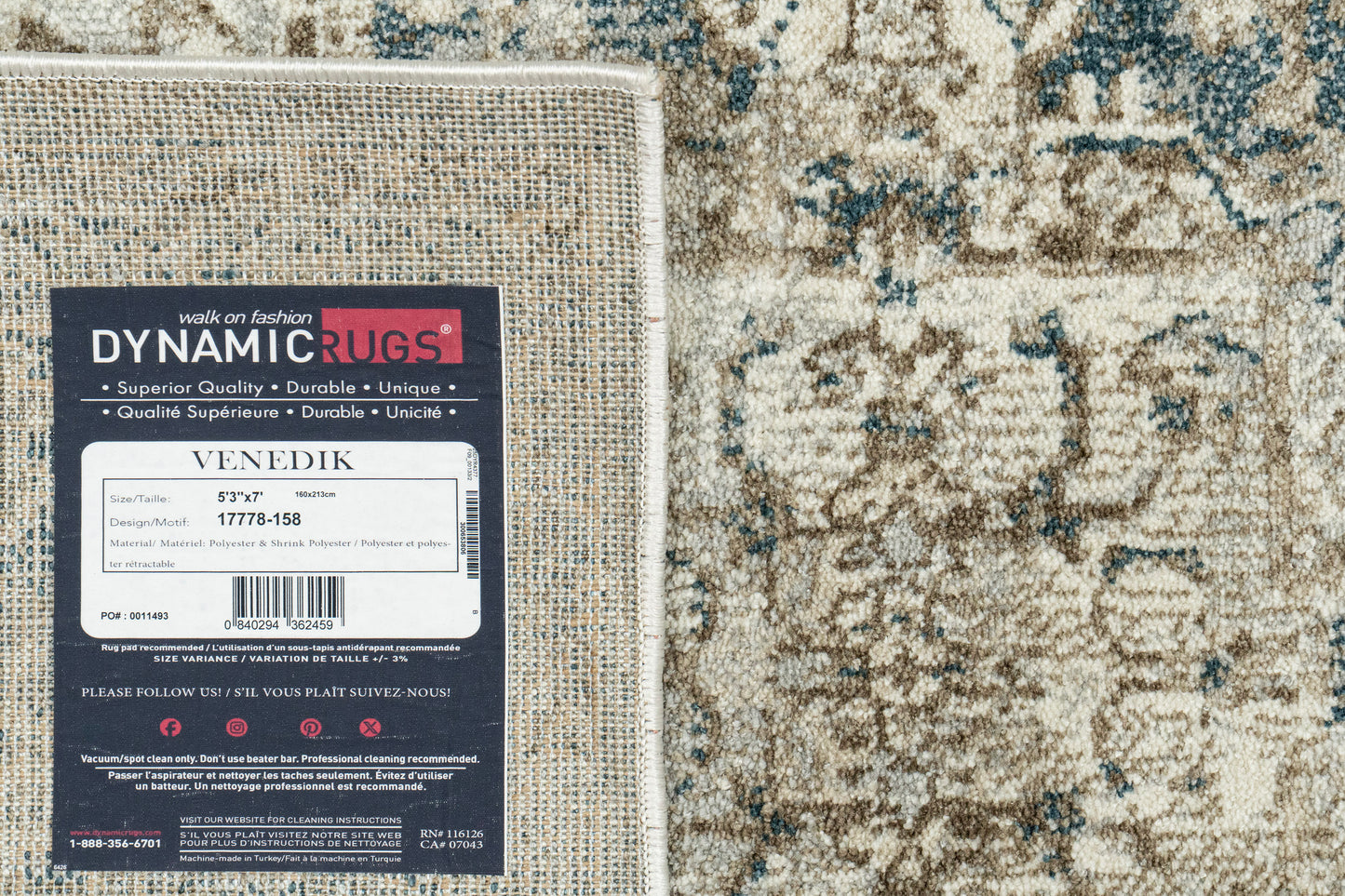 Venedik Transitional Cream/Navy/Beige Medallion Medium Pile Rug