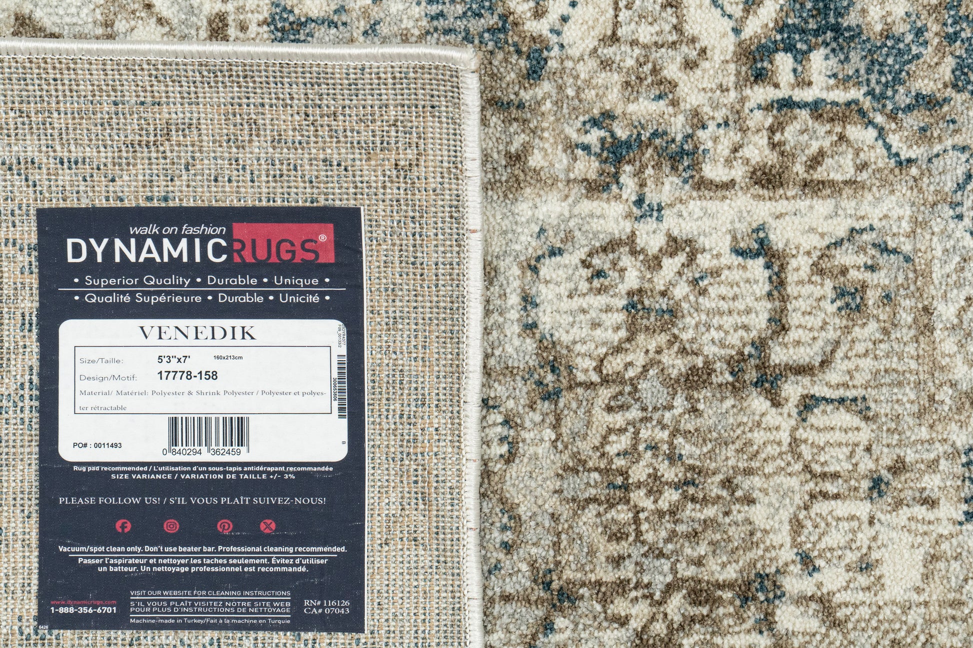 Venedik Transitional Cream/Navy/Beige Medallion Medium Pile Rug