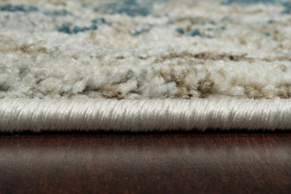 Venedik Transitional Cream/Navy/Beige Medallion Medium Pile Rug