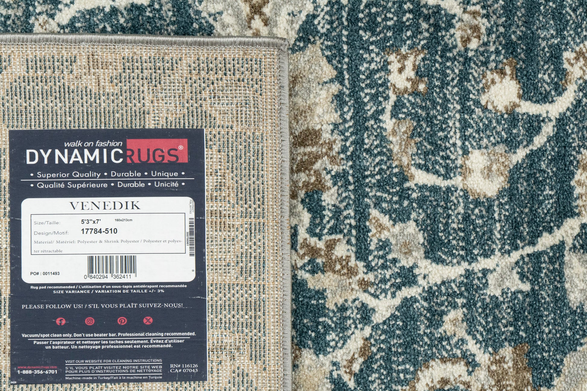 Venedik Transitional Blue/Cream Floral Medium Pile Rug