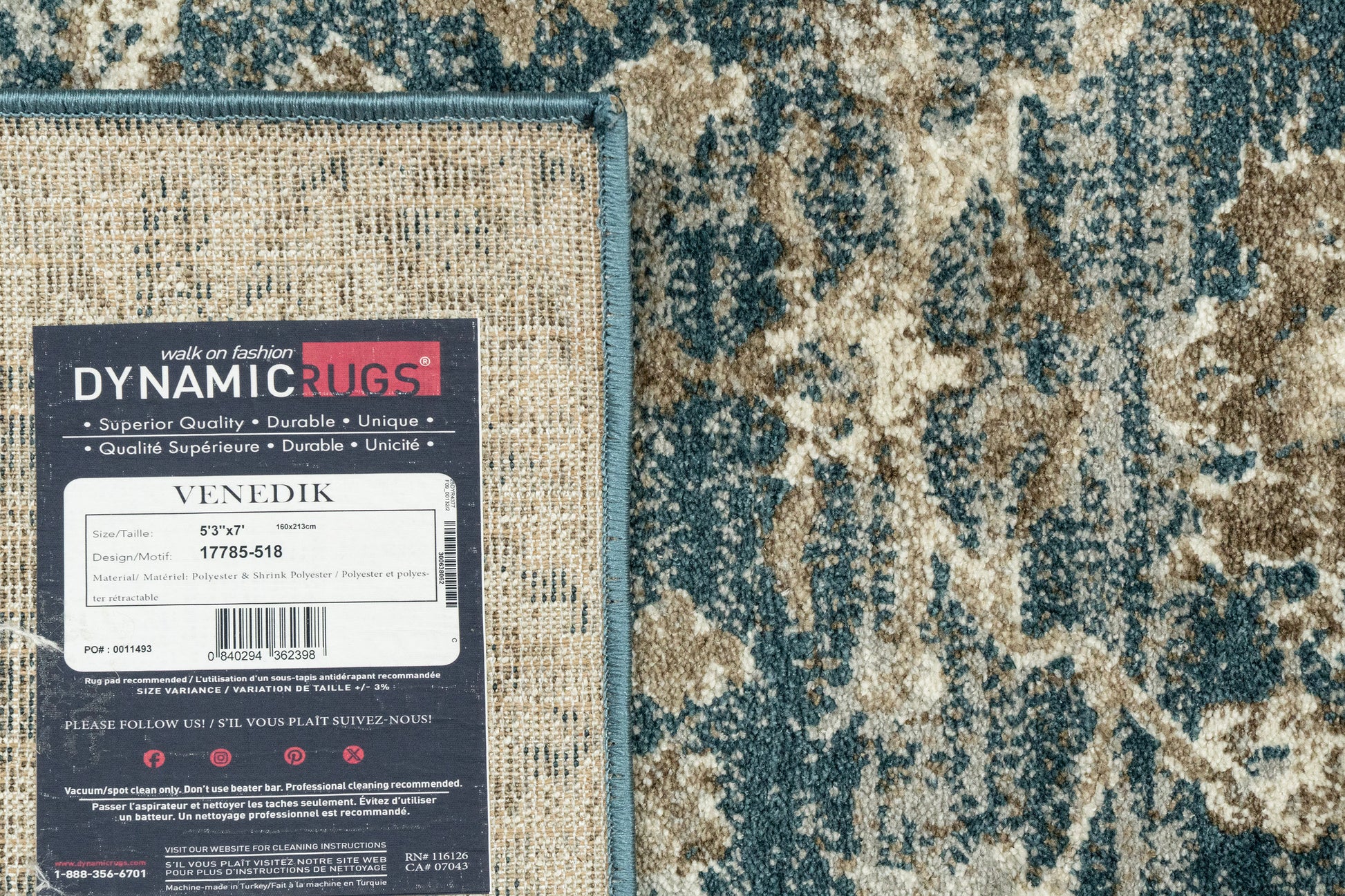 Venedik Transitional Blue/Cream/Beige Floral Medium Pile Rug