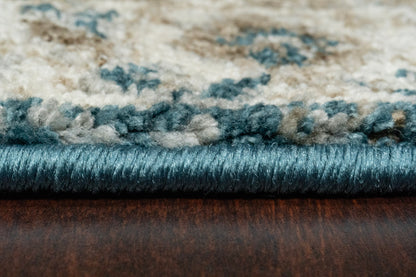 Venedik Transitional Blue/Cream/Beige Floral Medium Pile Rug