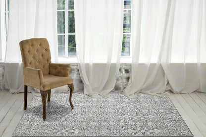 Vigo Modern Taupe/Ivory Floral Medium Pile Rug