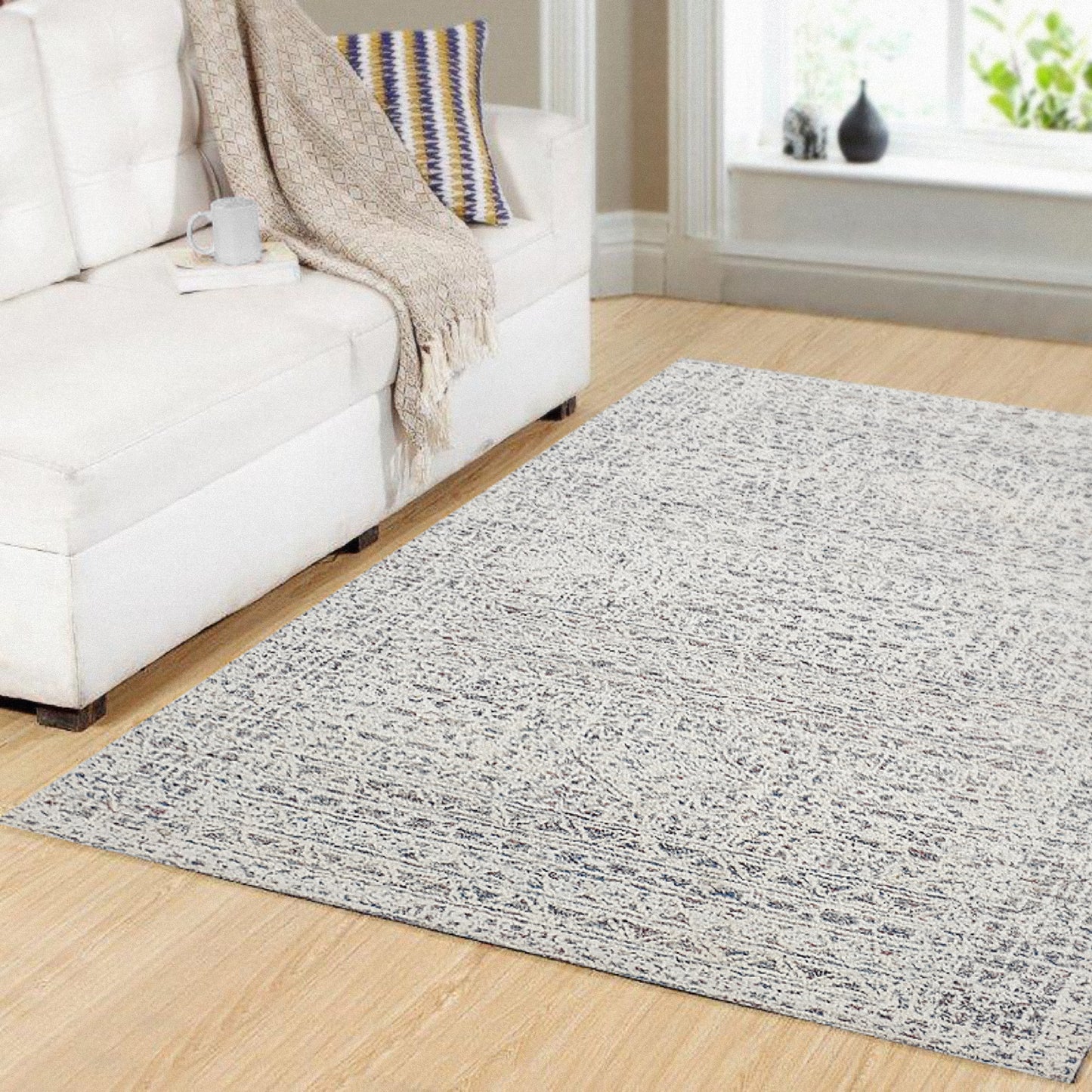 Vigo Modern Taupe/Charcoal/Ivory Bordered Medium Pile Rug