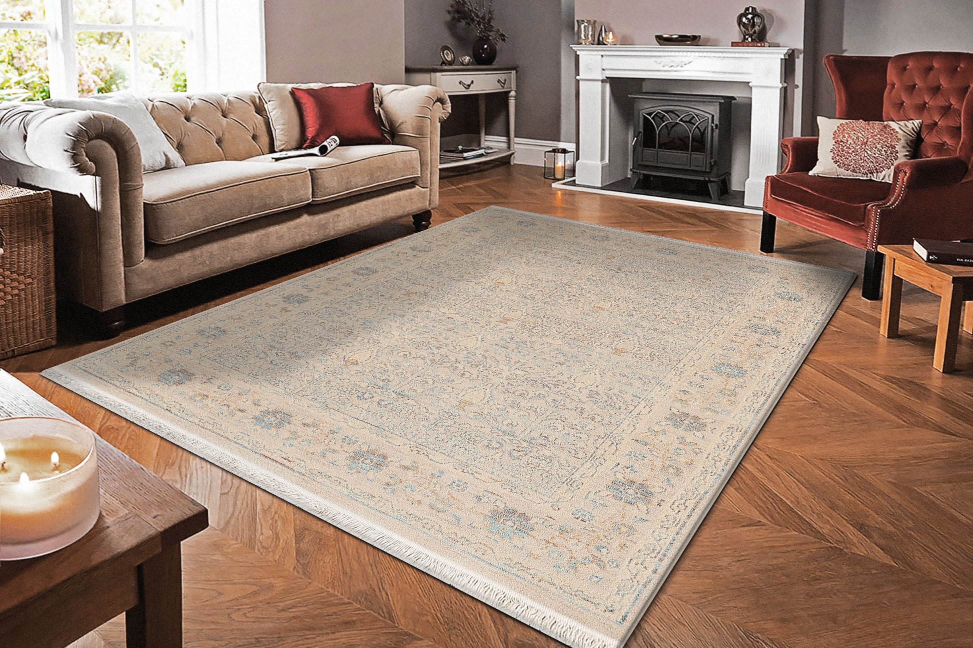 Wade Traditional Beige/Grey/Multi Floral Medium Pile Rug