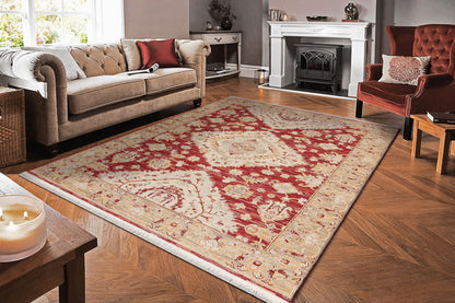 Wade Traditional Red/Beige/Multi Floral Medium Pile Rug