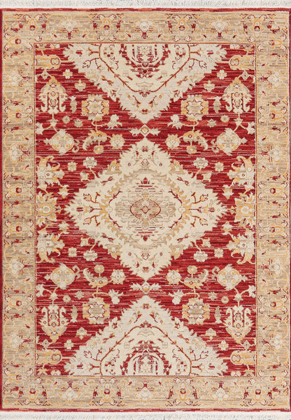 Wade Traditional Red/Beige/Multi Floral Medium Pile Rug