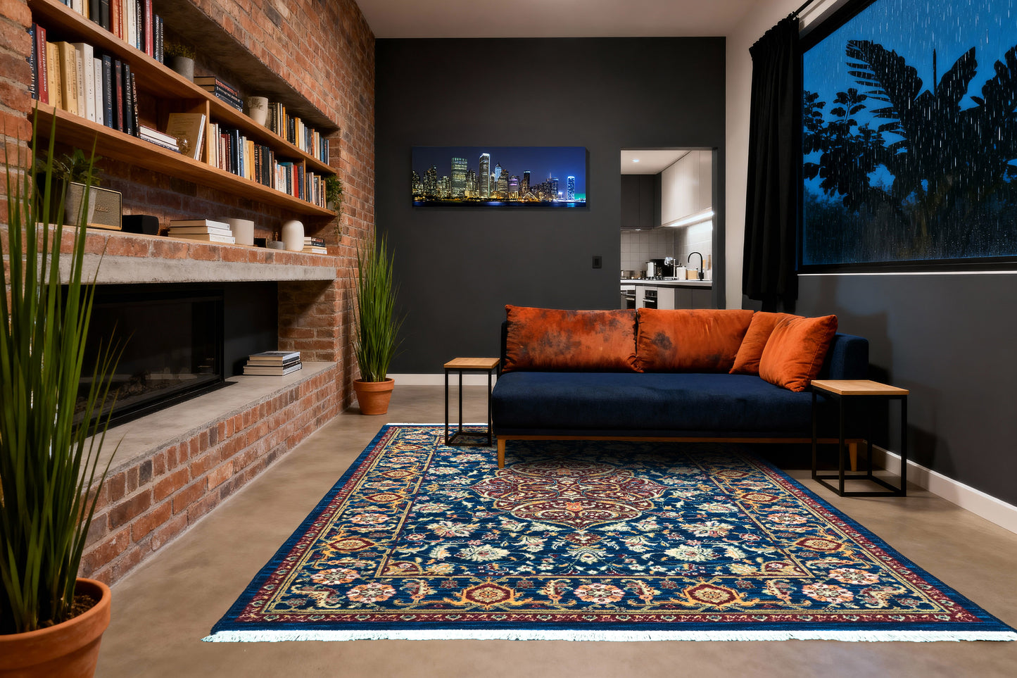 Wade Traditional Navy/Red/Multi Medallion Medium Pile Rug