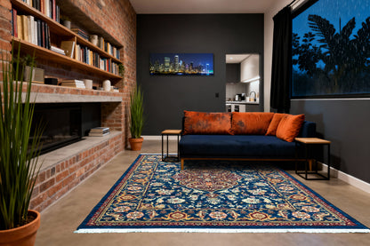 Wade Traditional Navy/Red/Multi Medallion Medium Pile Rug