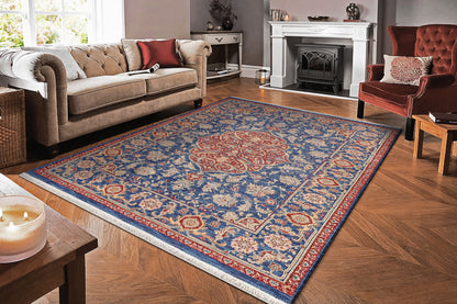 Wade Traditional Navy/Red/Multi Medallion Medium Pile Rug