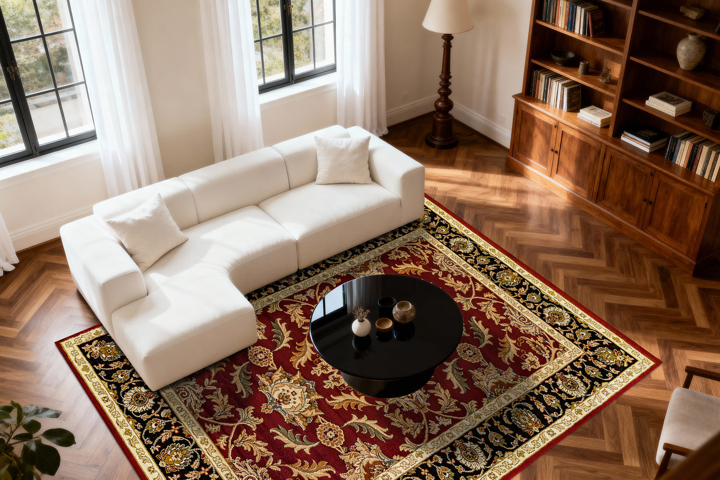 Yazd Traditional Red Classic Medium Pile Rug