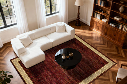 Yazd Contemporary Red Modern Medium Pile Rug