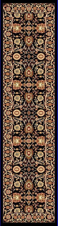 Yazd Traditional Black Classic Medium Pile Rug