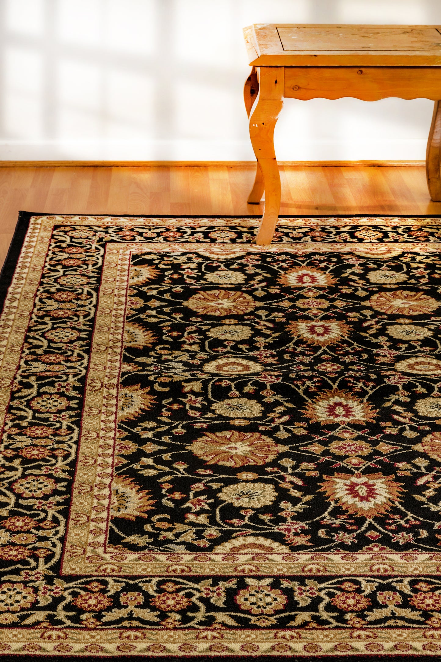 Yazd Traditional Black Classic Medium Pile Rug