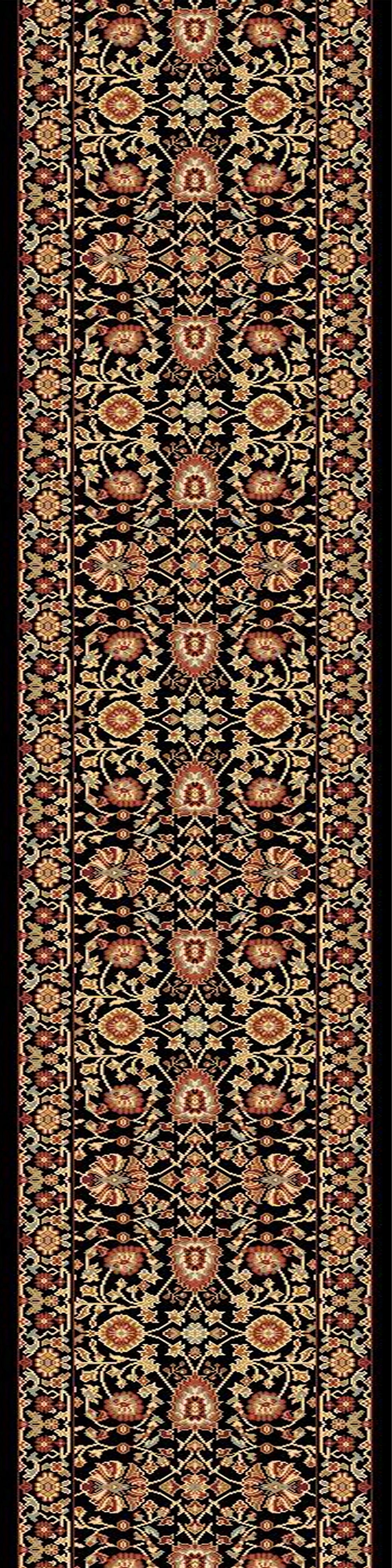 Yazd Traditional Black Classic Medium Pile Rug