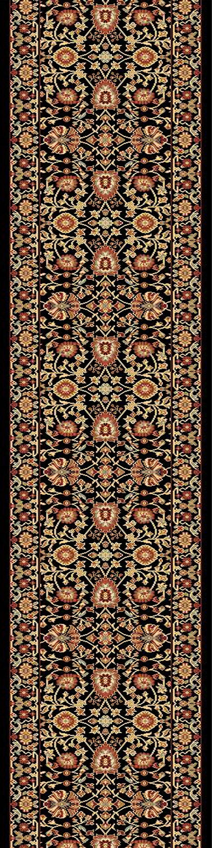 Yazd Traditional Black Classic Medium Pile Rug