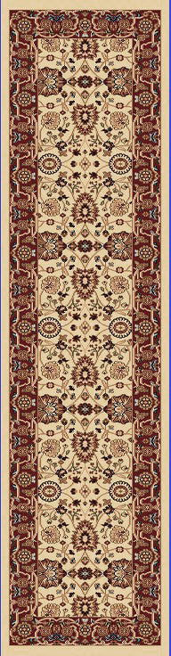 Yazd Traditional Cream/Red Classic Medium Pile Rug