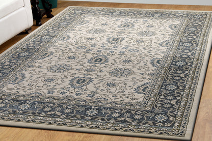 Yazd Traditional Ivory/Grey Classic Medium Pile Rug