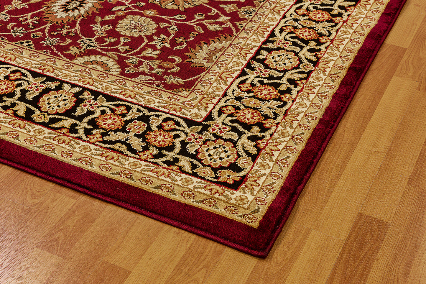 Yazd Traditional Red/Black Classic Medium Pile Rug