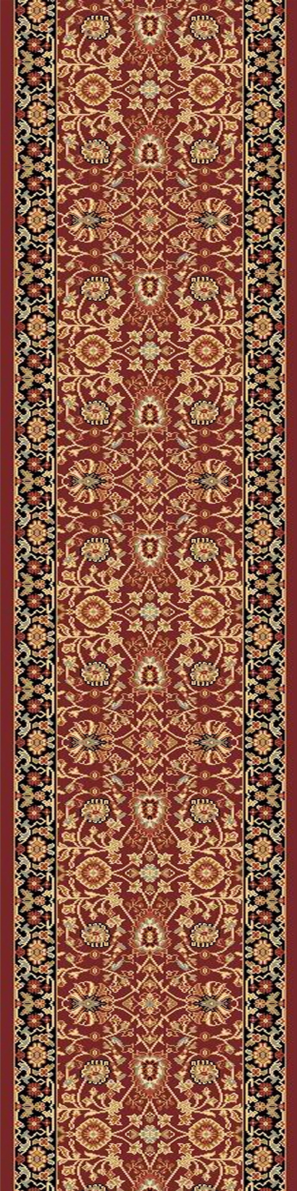 Yazd Traditional Red/Black Classic Medium Pile Rug