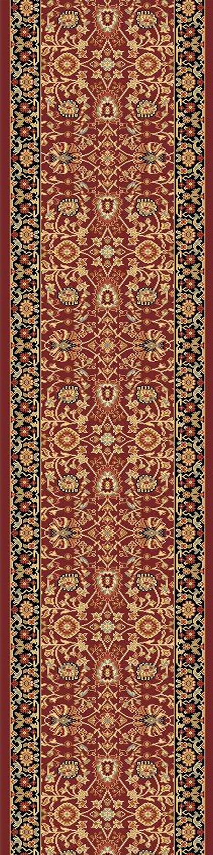 Yazd Traditional Red/Black Classic Medium Pile Rug