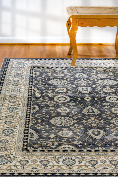 Yazd Traditional Grey/Ivory Classic Medium Pile Rug