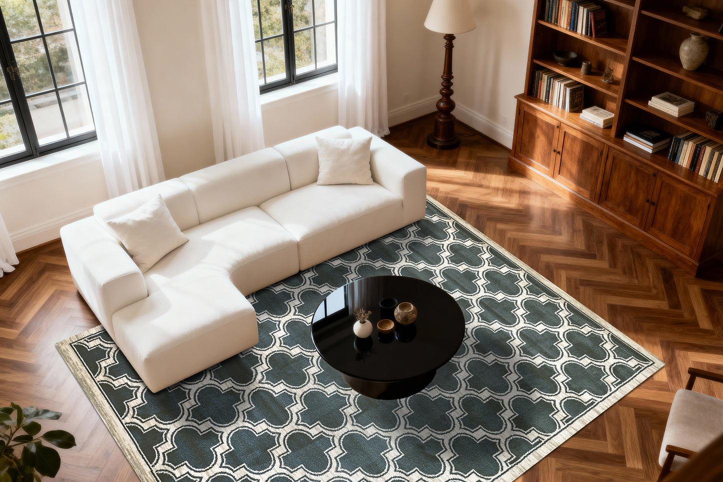 Yazd Traditional Blue/Ivory Classic Medium Pile Rug