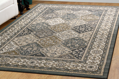 Yazd Traditional Blue/Ivory Classic Medium Pile Rug
