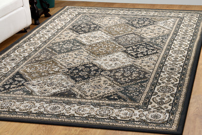 Yazd Traditional Grey/Ivory Classic Medium Pile Rug