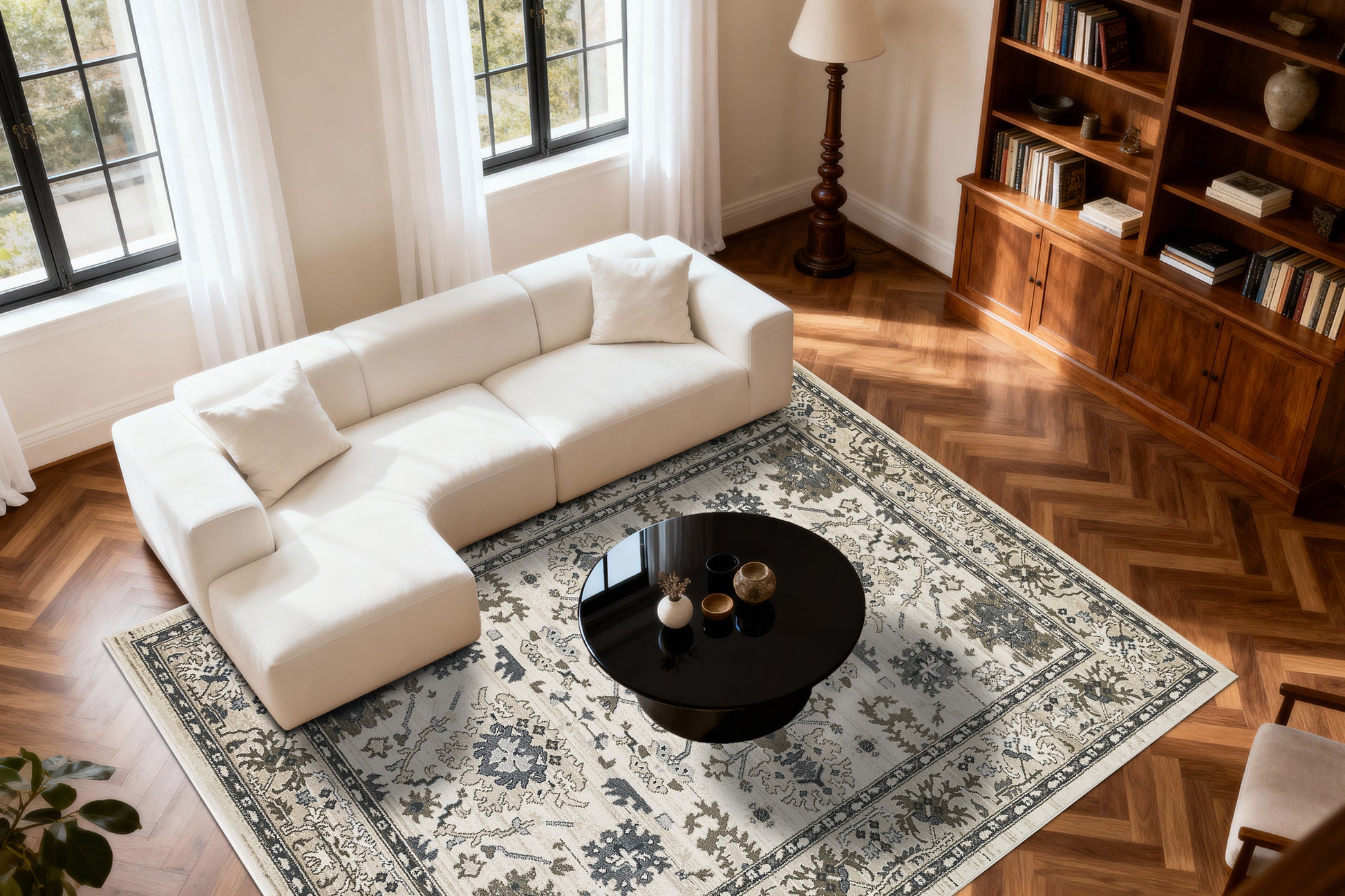 Yazd Traditional Ivory Classic Medium Pile Rug