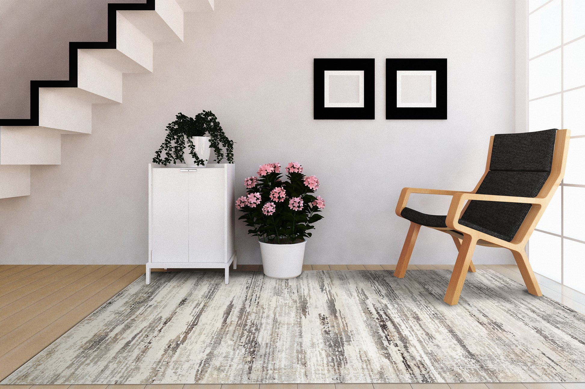 Zen Modern Grey/Taupe Abstract Medium Pile Rug