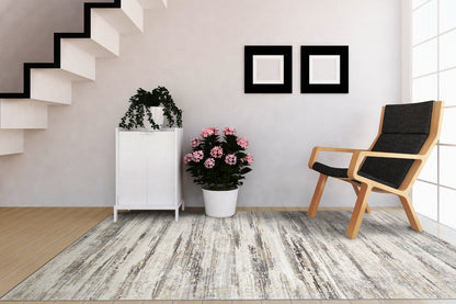 Zen Modern Grey/Taupe Abstract Medium Pile Rug