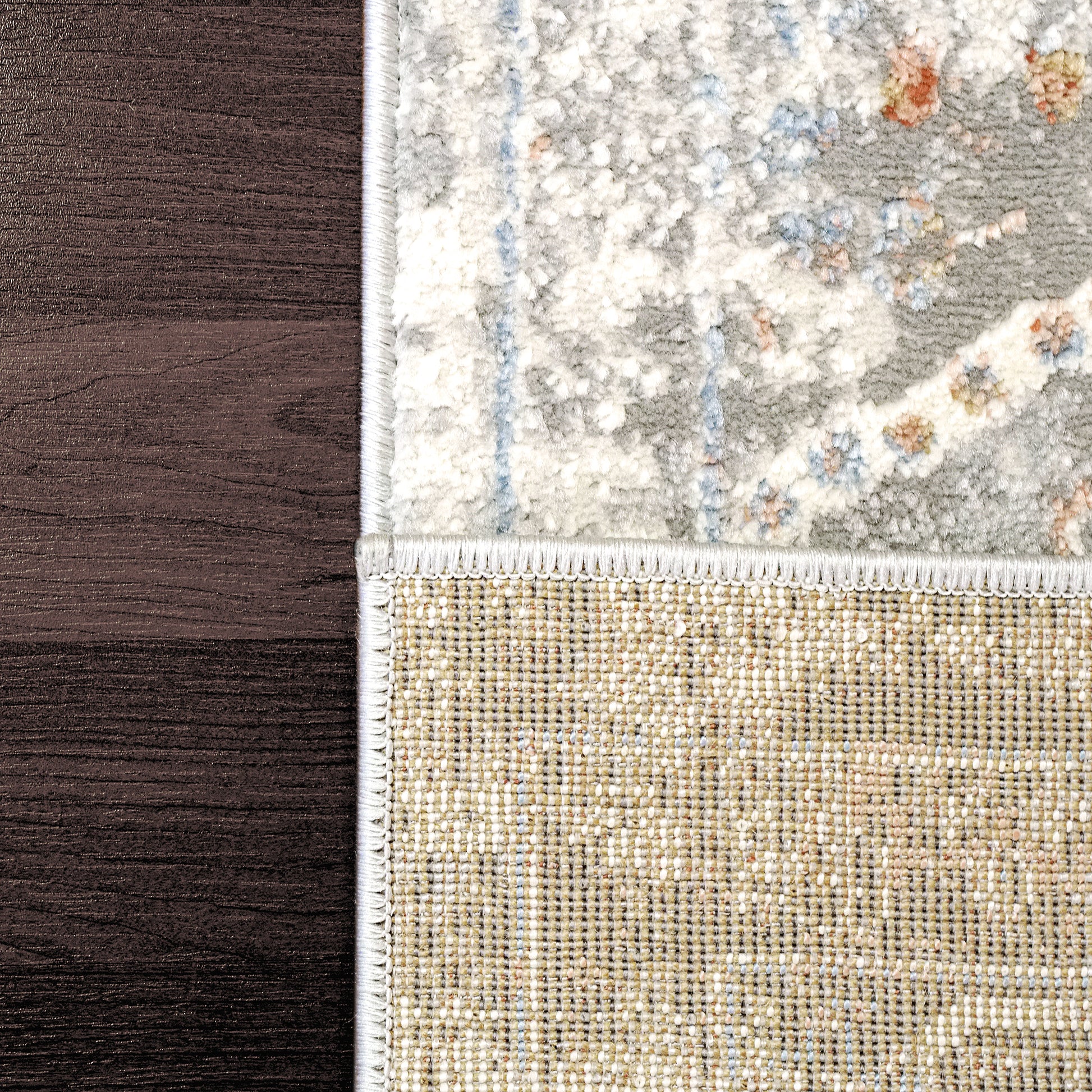 Zen Transitional Grey/Blue Abstract Medium Pile Rug