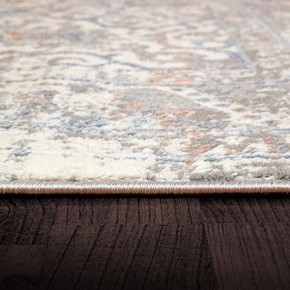 Zen Transitional Grey/Blue Abstract Medium Pile Rug