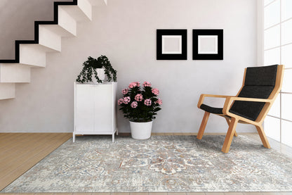 Zen Transitional Grey/Blue Abstract Medium Pile Rug