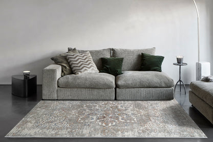 Zen Transitional Grey/Blue Abstract Medium Pile Rug