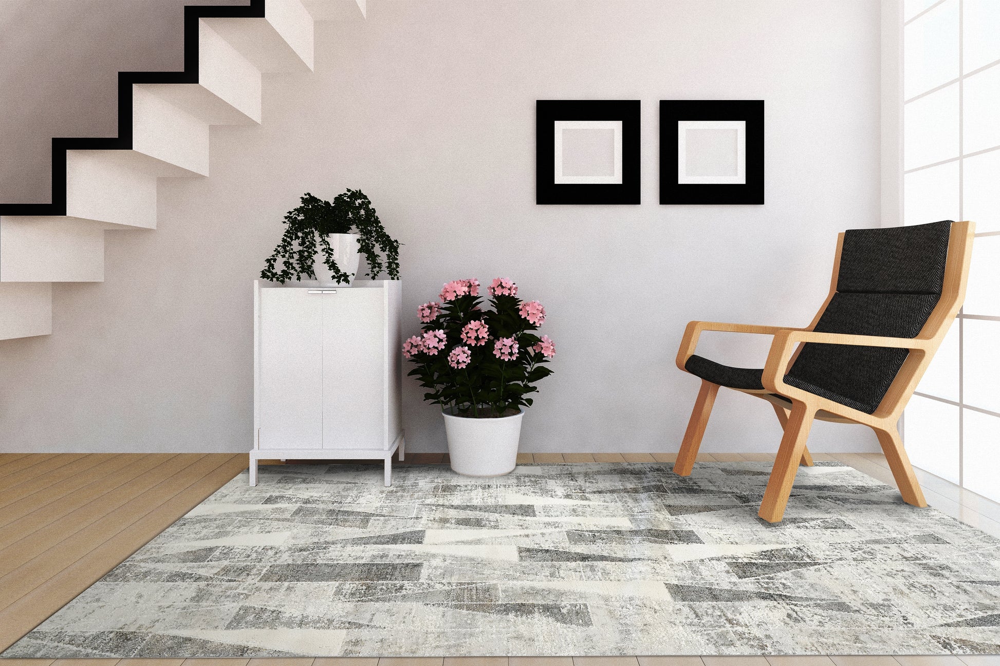 Zen Modern Grey Abstract Medium Pile Rug