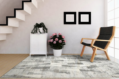 Zen Modern Grey Abstract Medium Pile Rug