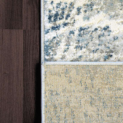 Zen Contemporary Grey/Blue Abstract Medium Pile Rug