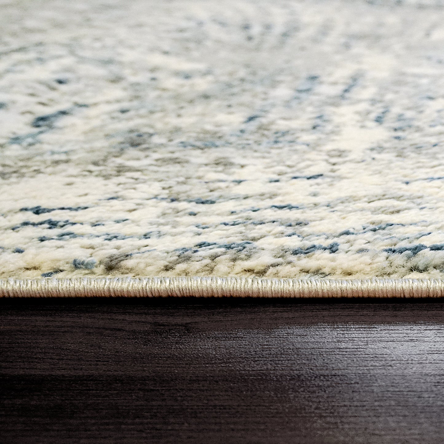 Zen Contemporary Grey/Blue Abstract Medium Pile Rug
