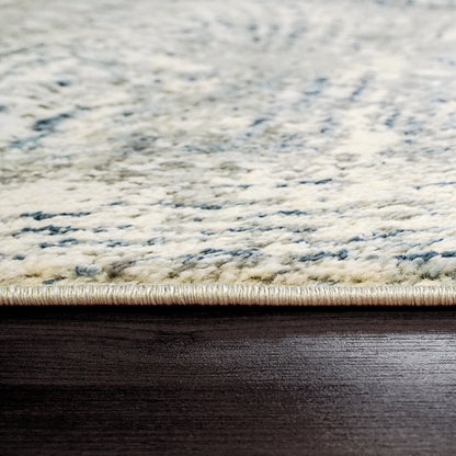 Zen Contemporary Grey/Blue Abstract Medium Pile Rug