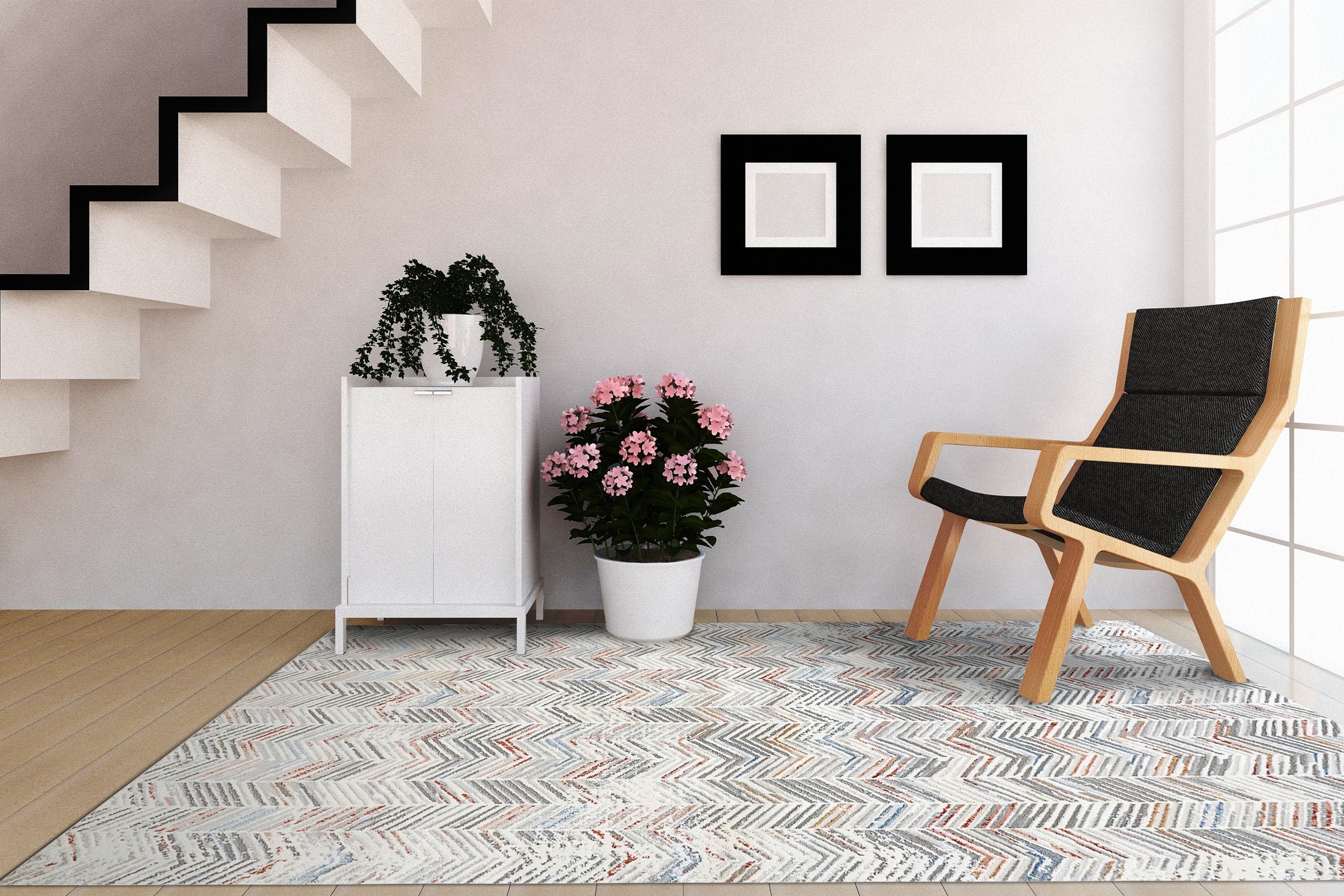 Zen Modern Grey/Multi Abstract Medium Pile Rug