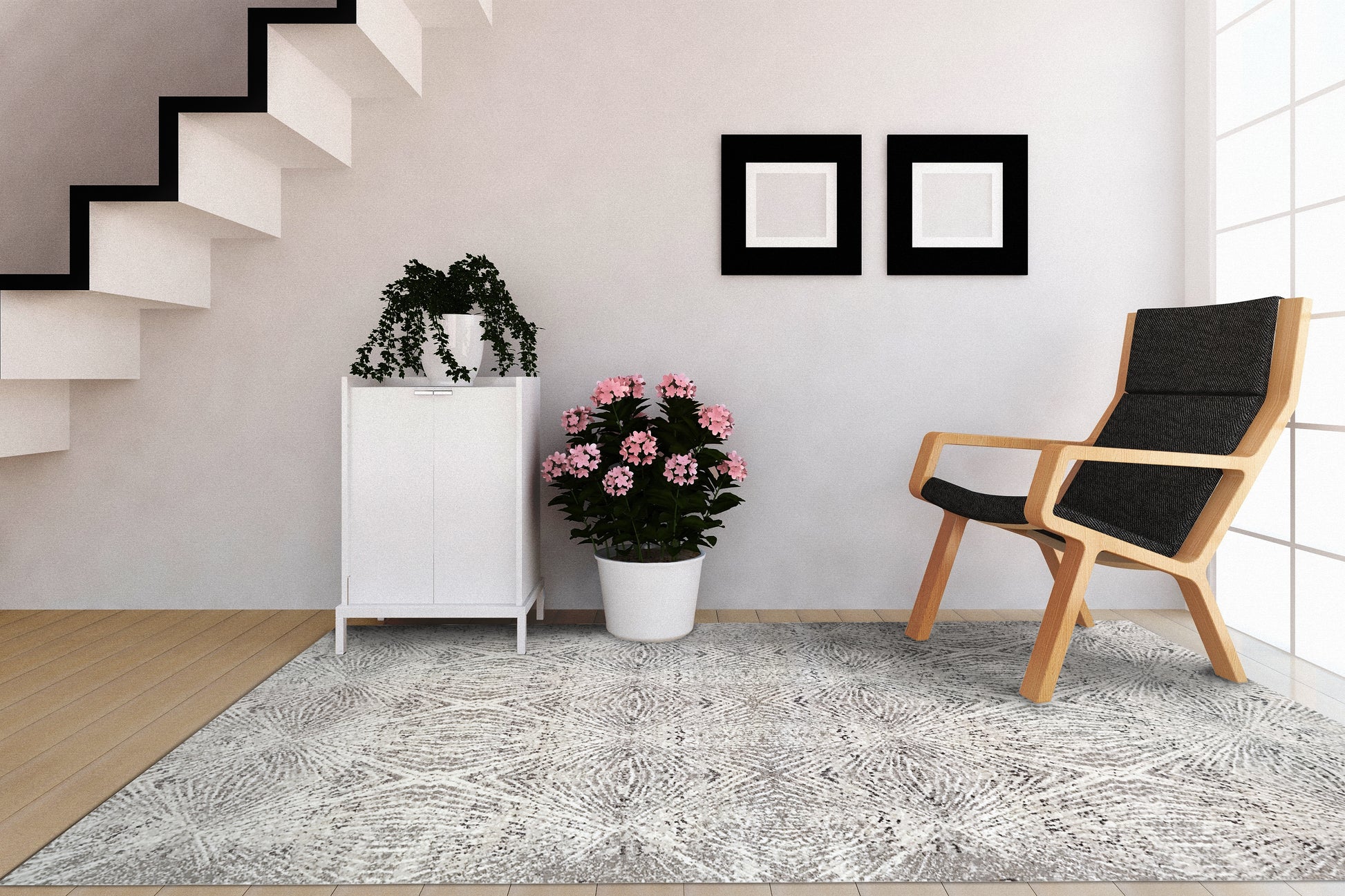 Zen Modern Grey Abstract Medium Pile Rug