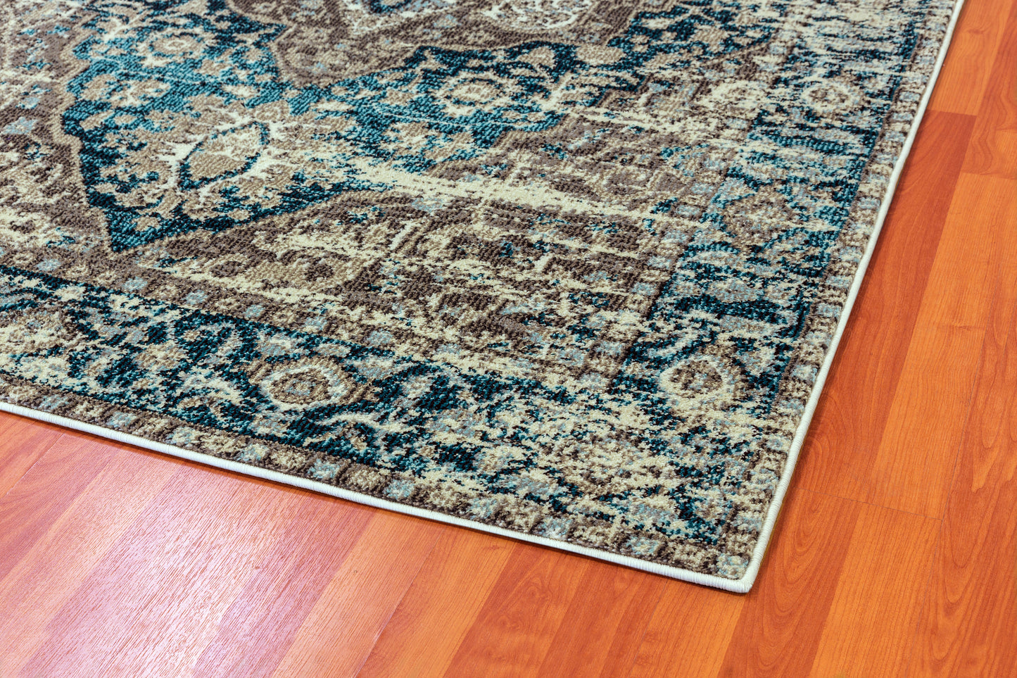 Zodiac Transitional Grey/Blue Geometric Medium Pile Rug