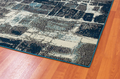 Zodiac Contemporary Grey/Blue Abstract Medium Pile Rug