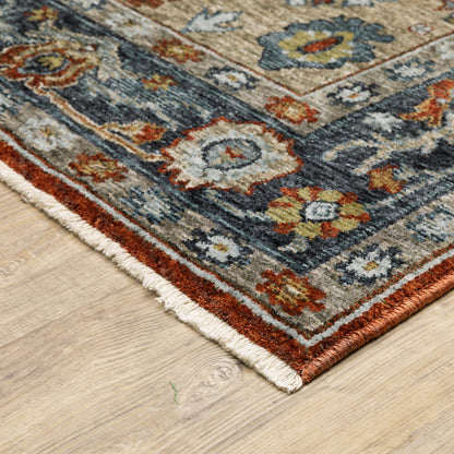 Aberdeen Medallion Red/ Blue Oriental Cut Pile Rug