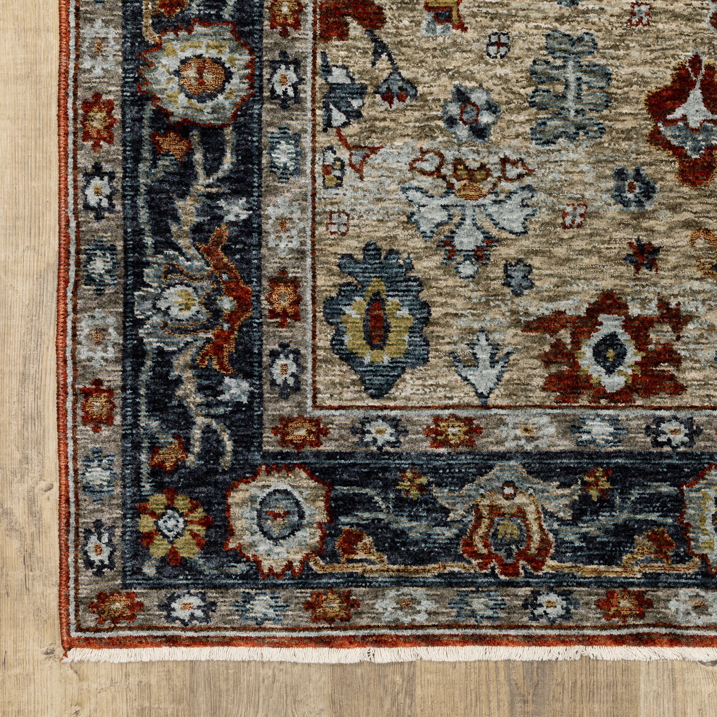 Aberdeen Medallion Red/ Blue Oriental Cut Pile Rug