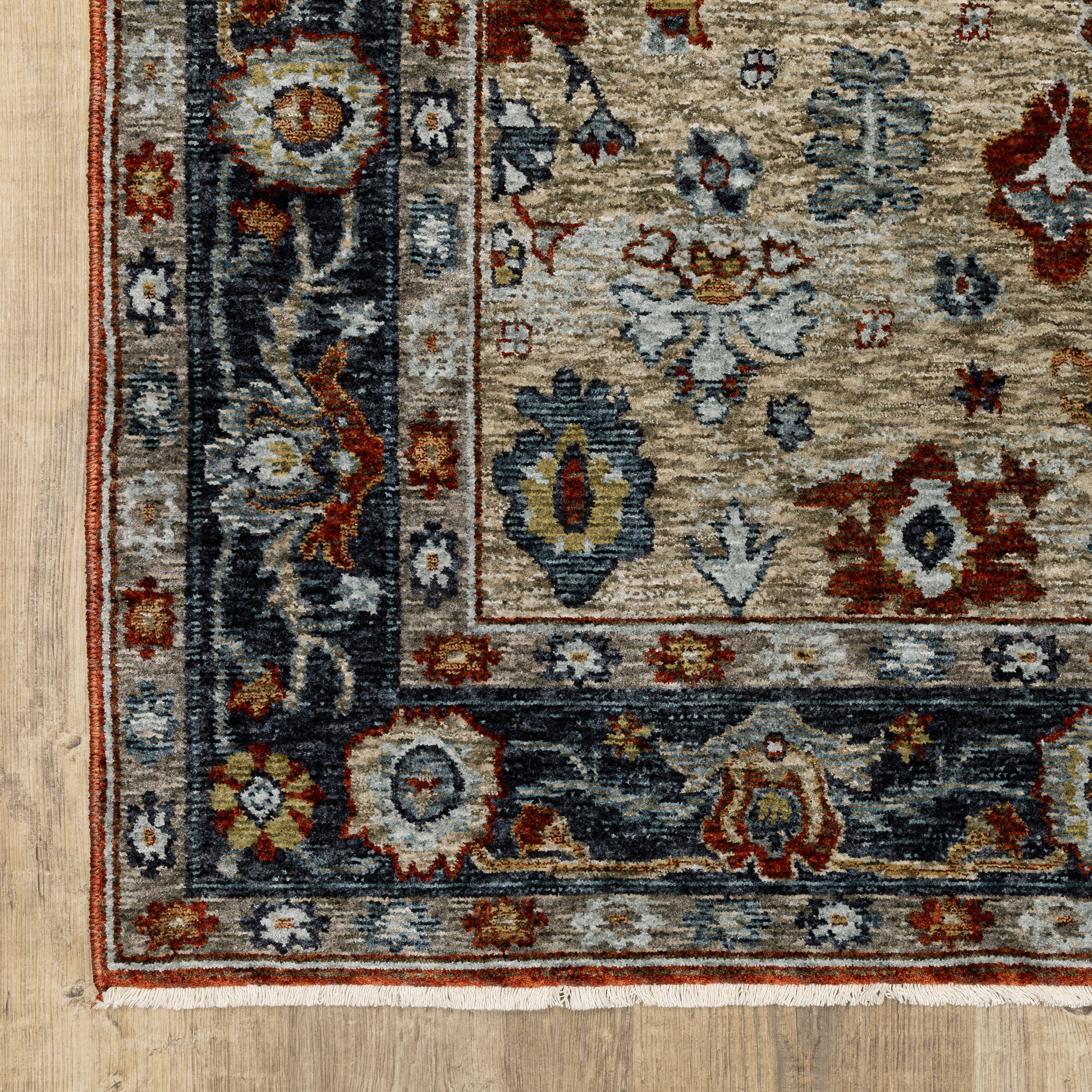 Aberdeen Medallion Red/ Blue Oriental Cut Pile Rug