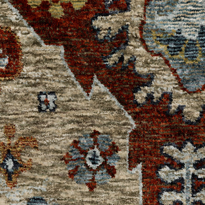 Aberdeen Medallion Red/ Blue Oriental Cut Pile Rug