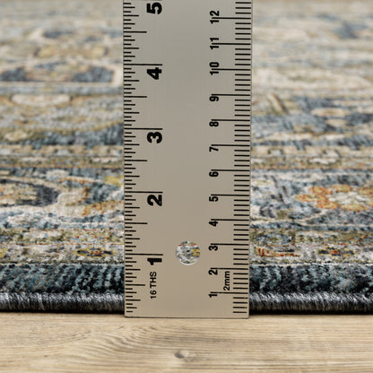 Aberdeen Medallion Blue/ Blue Oriental Cut Pile Rug